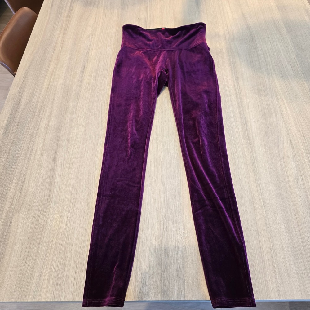 Spanx Velvet Leggings Sangria Purple High Waisted Shaping Pants Medium 20270R